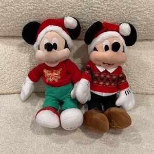 Holiday Mickey Mouse Plush Set. 2018 and 2020. The 2020 Mickey is NWT.